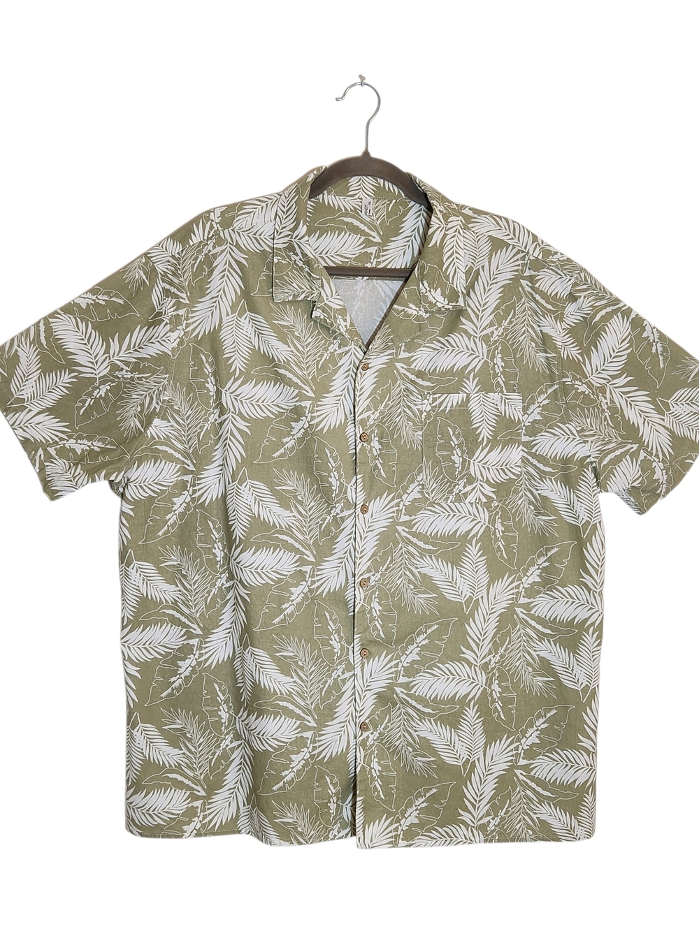 Coofandy Sage Green Palm Print Hawaiian Shirt Size XXL